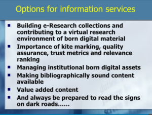 Derek Law's list of options for information services