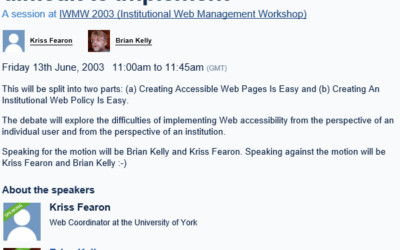 Looking Back at Web Accessibility Sessions