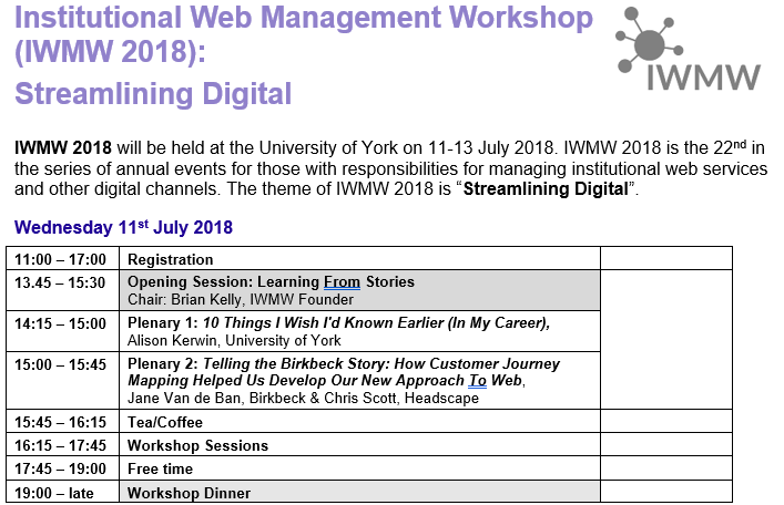 IWMW 2018 Open For Booking!