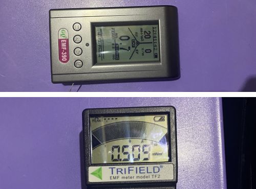 Trifield TF2 and GQ EMF-390 highest RF readings by orientation